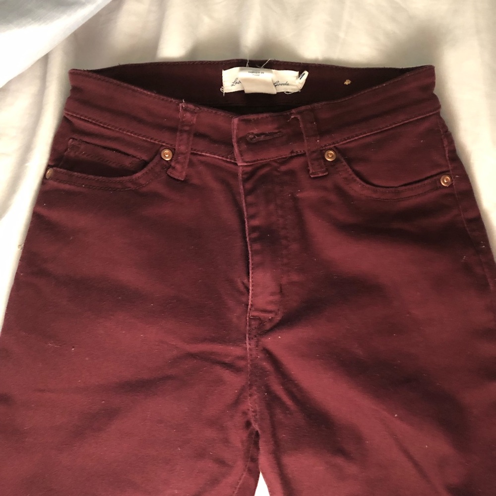 Burgundy Mid Waist Skinny Jeans